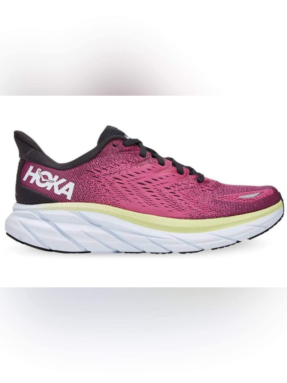 HOKA Clifton 8 Womens 10 B Ibis Rose Blue Graphite Pink Running Shoes 1119394